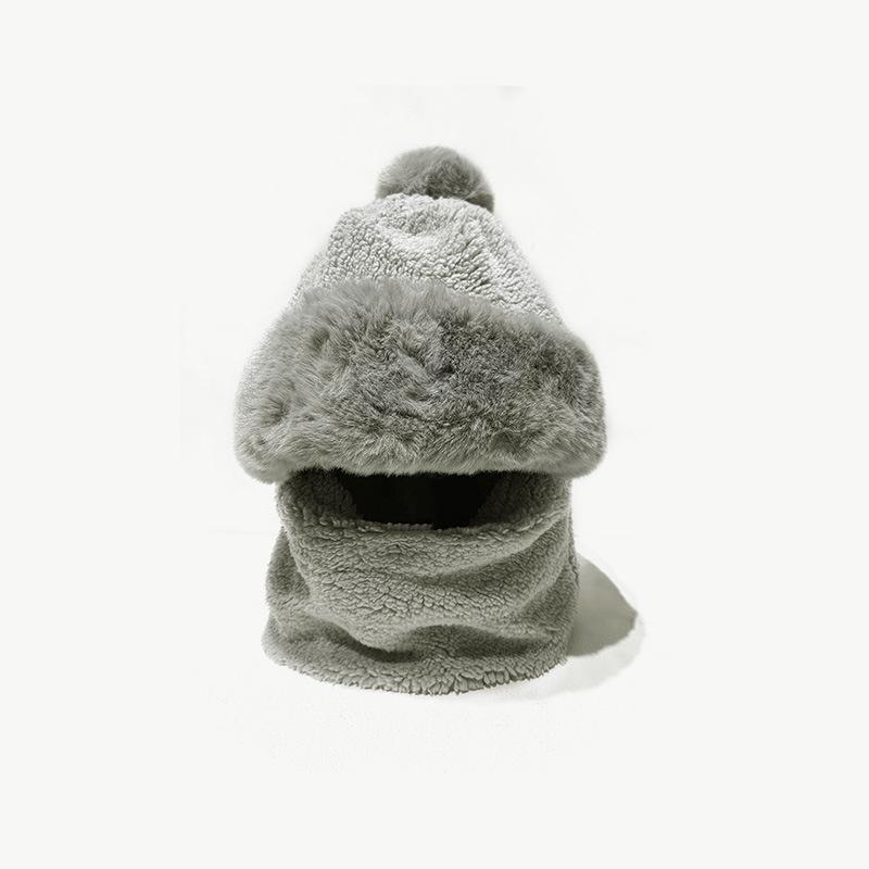 Bear Hat for Women In Winter Korean Style Cute Versatile Headgear Cycling Scarf Warm Mask Sky Scarf Integrated Ear Protection