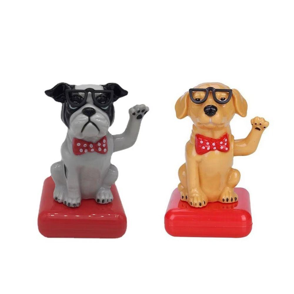 Solar Power Puppy Waving Car Ornament Cute Puppy Car Ornament  For Automotive