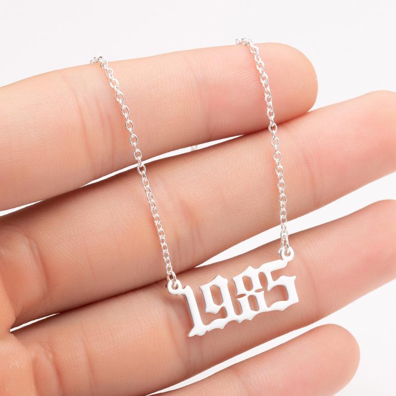 2pcs Special Date Year Number Necklace