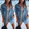 New Autumn and Winter Long Sleeve Lapel Hole Casual Women's Denim Coat