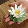 1 Pcs Hand Pinched Ceramic Flower Ornament White Lotus Lily Zen Incense Holder Incense Stick Creative Tea Pets Home Decoration