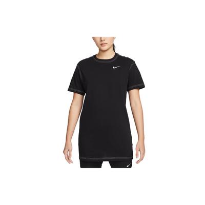 Спортивная одежда с нашивкой-логотипом Swoosh, легкое, свободное, спортивное, повседневное, с круглым вырезом, коротким рукавом, женские платья, черное DM6192-010