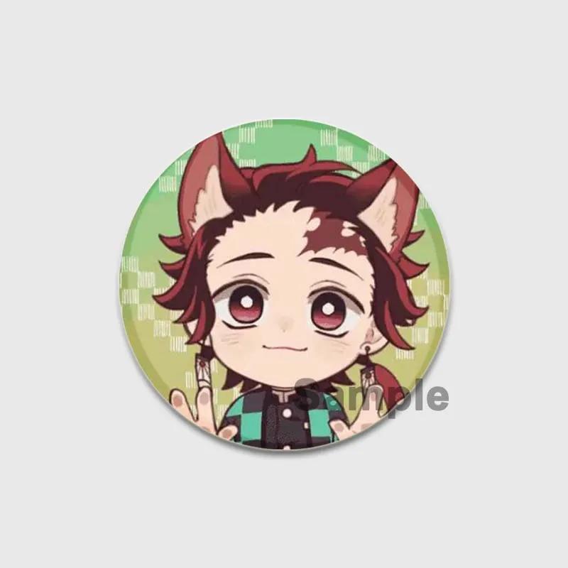 32/44/58mm Round Anime Brooches Kamado Tanjirou Tsuyuri Kanao Hashibira Inosuke Rengoku Kyoujurou Agatsuma Zenitsu Akaza Badge Lapel Pins