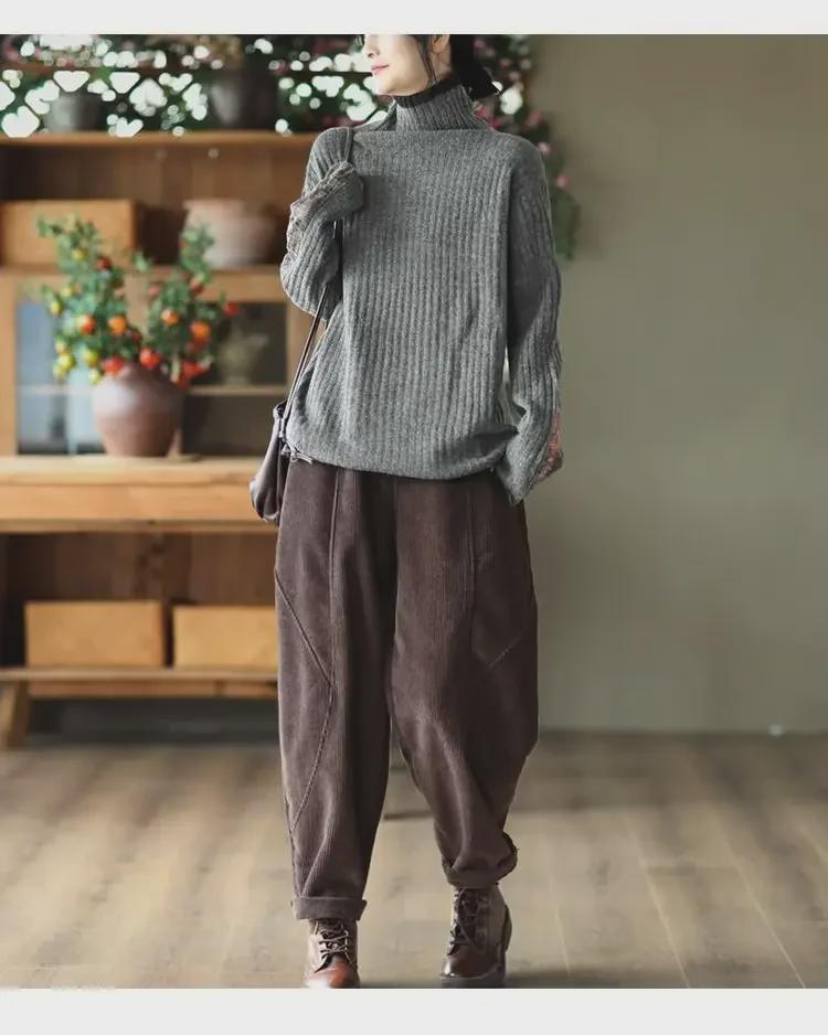 Женские фиолетовые модные брюки-шаровары больших размеров из бархата 2025 года