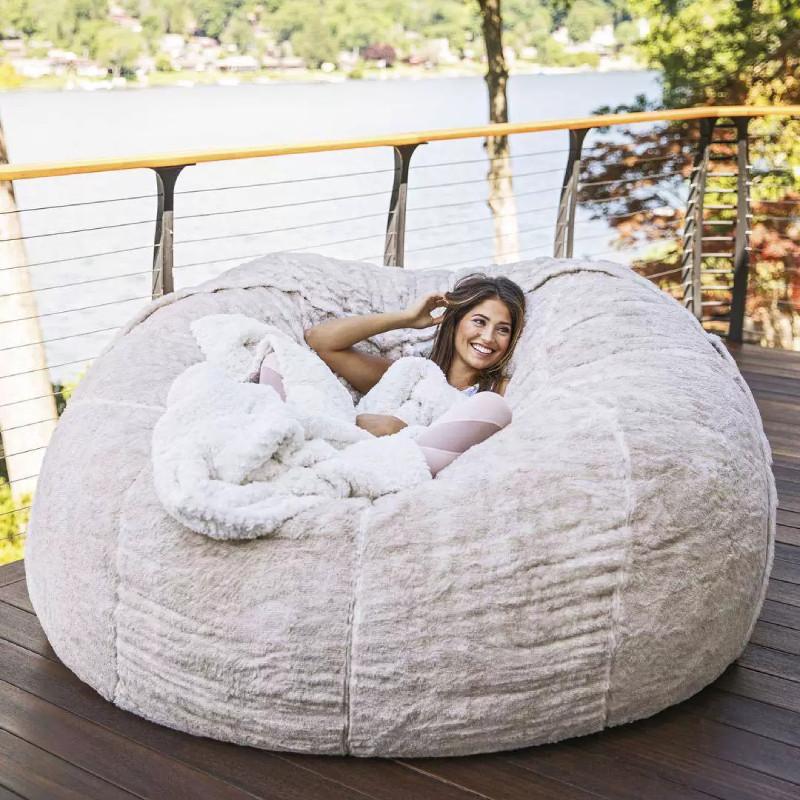 Solid Color Large Soft Plush Portable Living Room Lazy Sofa Cover Bean Cover Bag
