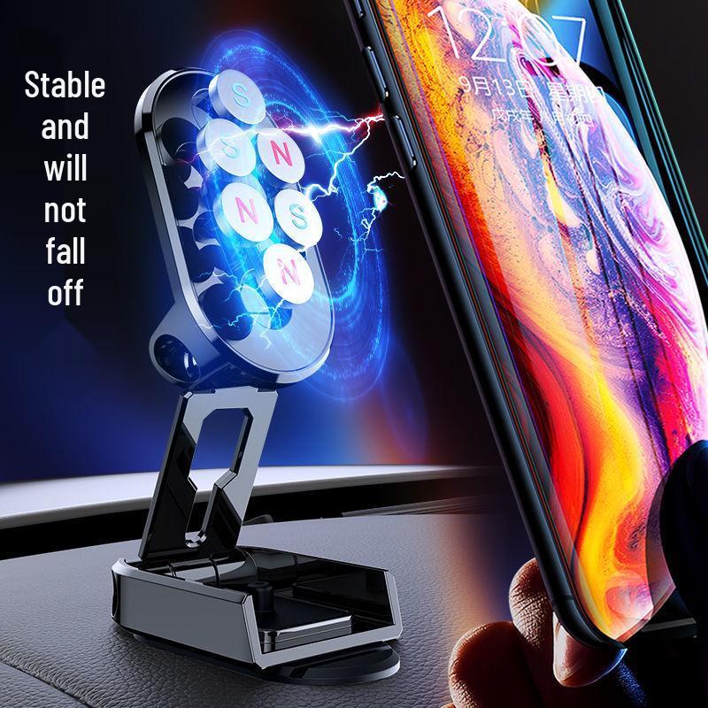 Magnetic Folding Car Phone Holder: Dashboard Multi-Angle Rotation Bracket with Logo Gift