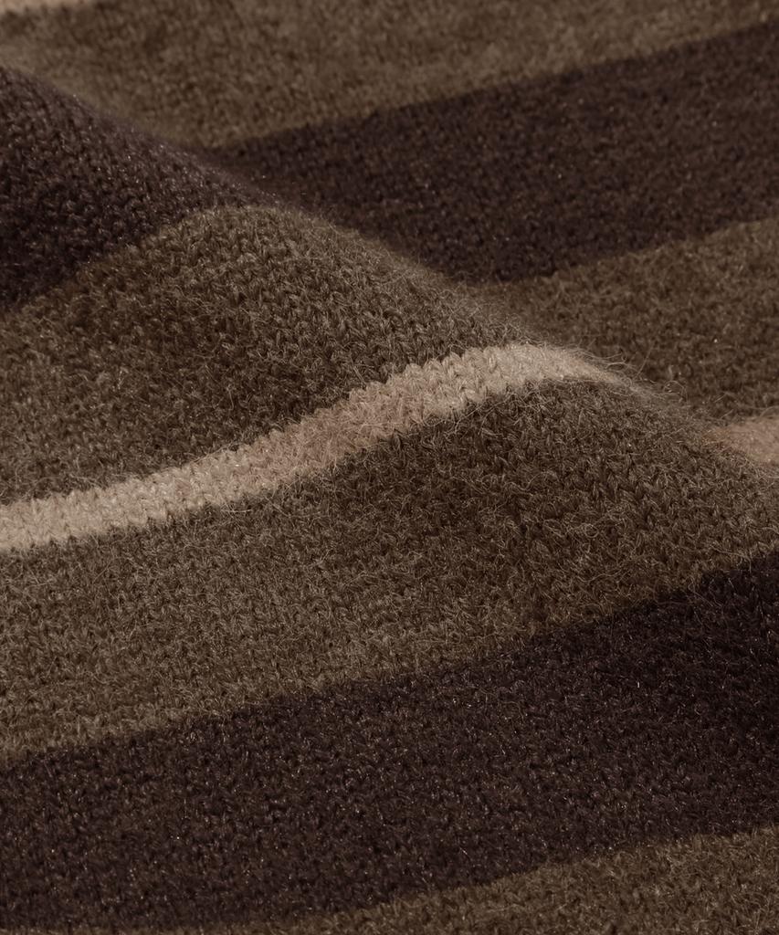 TRILLION Washable Hairy Striped Button Cardigan Knit_Brown