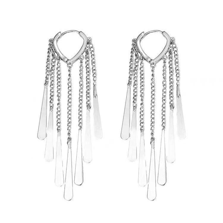 Cold wind exaggerated water drop long fringed earrings, high-end design showing face thin earrings earrings