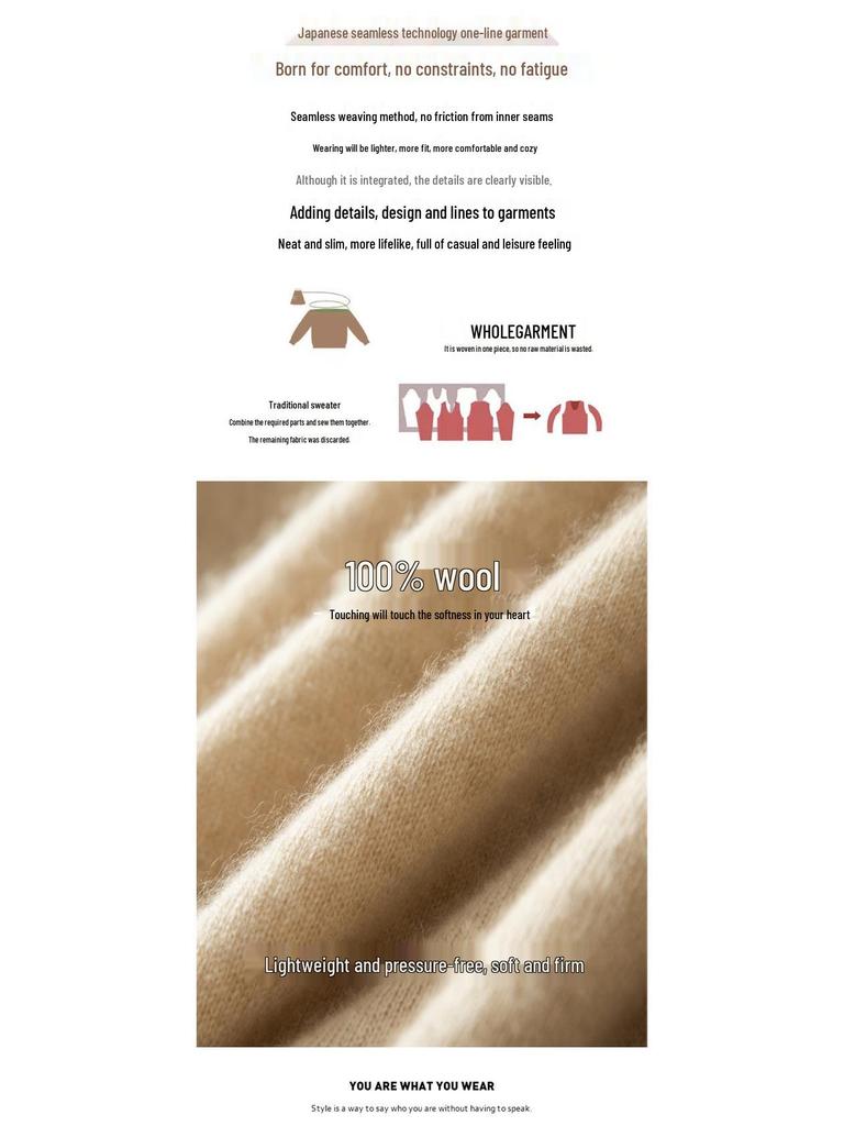 Женский бесшовный кашемировый свитер с круглым вырезом на осень/зиму 2025 - Вязаный кардиган из чистой шерсти премиум-класса