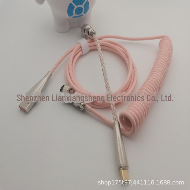 Настраиваемый светящийся металлический пружинный кабель USB-C для передачи данных для механических клавиатур