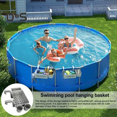 Корзина для хранения для надземных бассейнов. Органайзер для хранения у бассейна с крючком для подстаканника. Держатель для аксессуаров для бассейна. Подходит для большинства каркасных бассейнов.