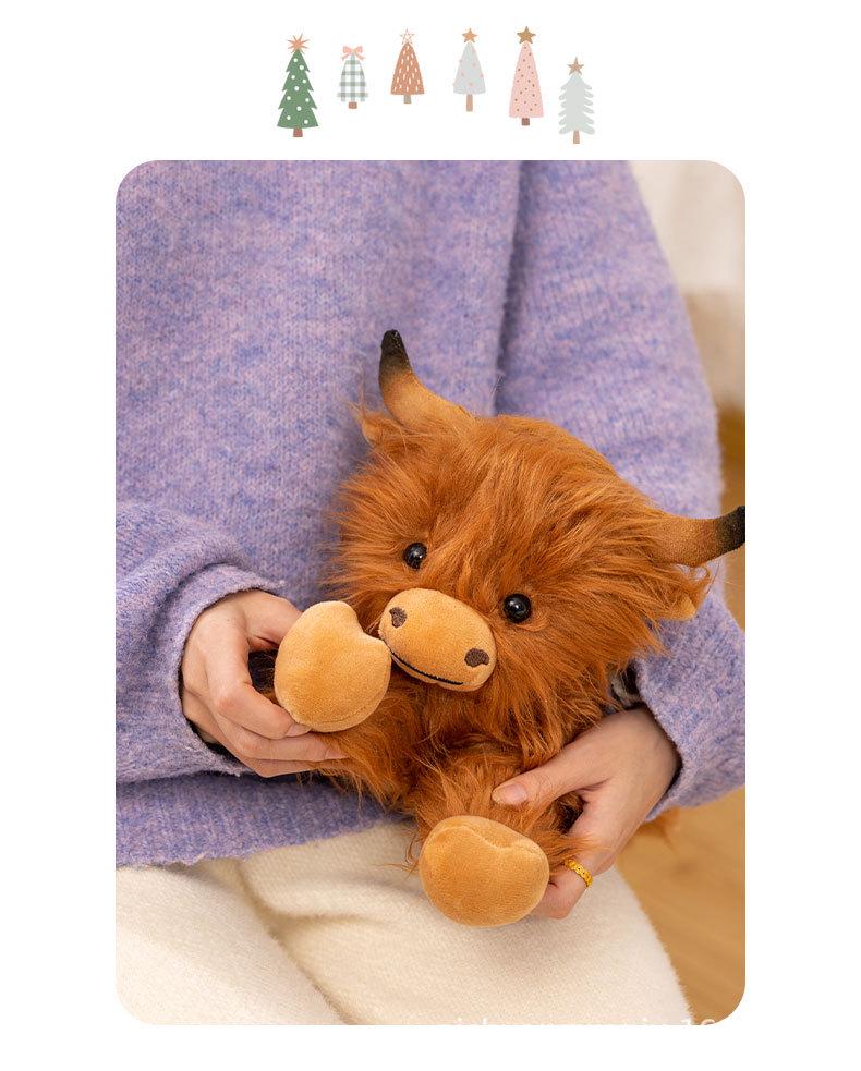 Highland Cow Plush Doll - Long-haired Scottish Animal Simulation