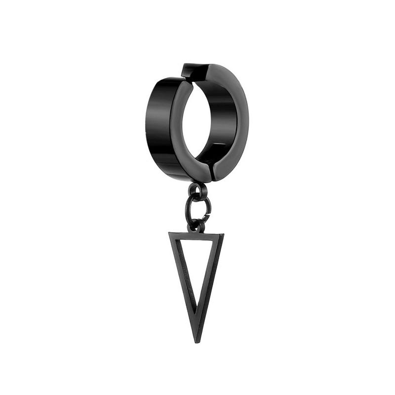 1 шт., унисекс, нержавеющая сталь, панк, мужские, черные, клипсы, геометрические, треугольные, звездные, подвесные, серьги, женские, готические, ювелирные изделия