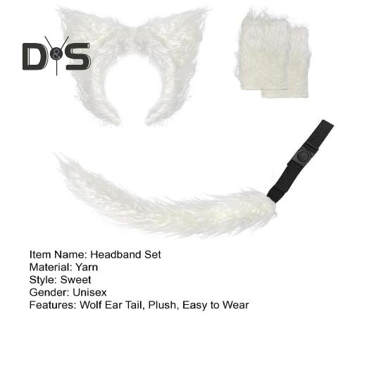 Набор волчьих ушей и хвостов, реалистичный дизайн, плюшевая повязка на голову, перчатки, набор хвостов, аксессуары для ролевых игр на Хэллоуин