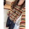 Женский полосатый свитерок для похудения - Свободный пуловер с круглым вырезом для весны и осени (2025)