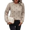 Womens Polka Dot Knit Sweater Round Neck Long Sleeve Casual Top
