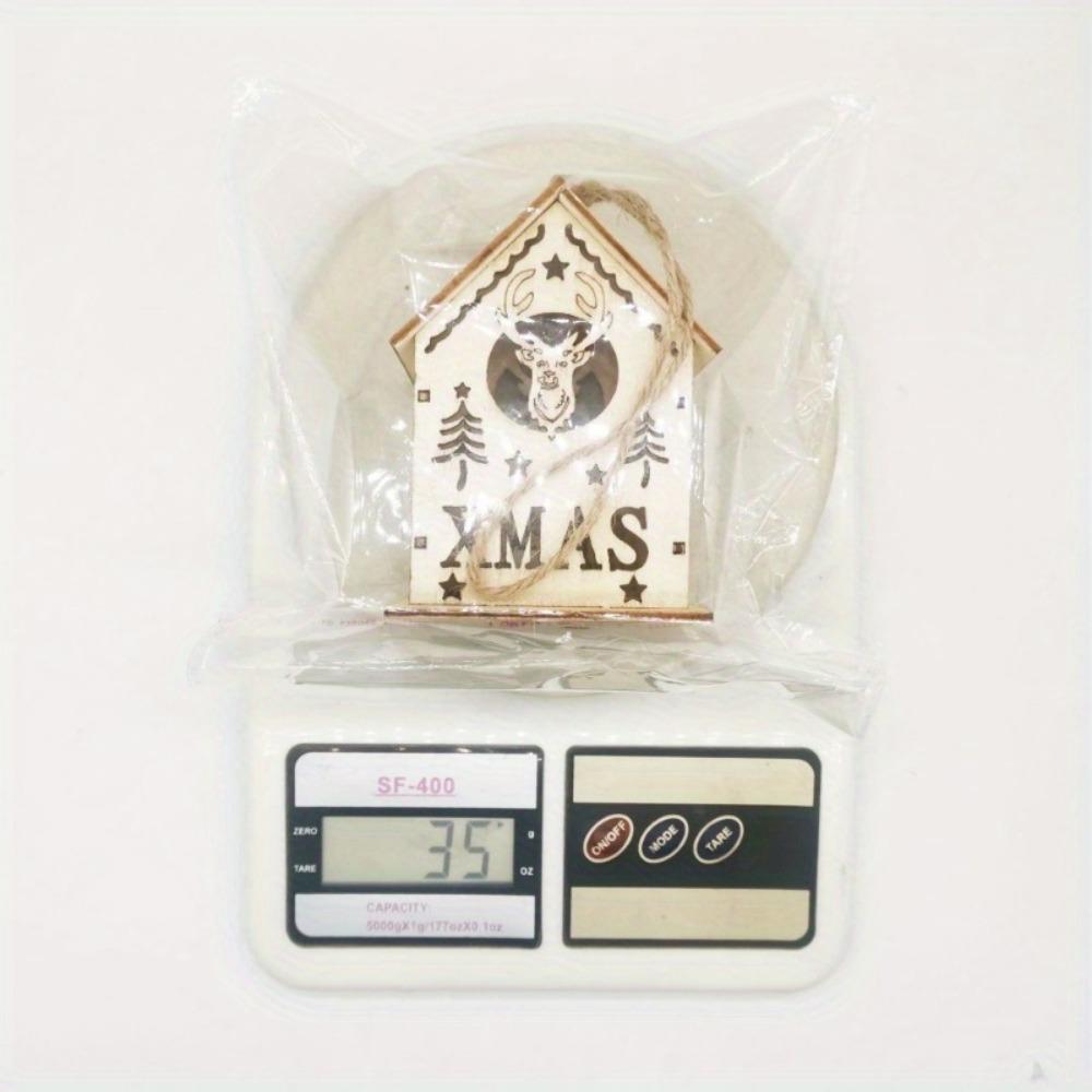 1PC Christmas Wooden Crafts Wooden Christmas Small House Cabin Lighting Ornaments Pendant Christmas Tree Decoration