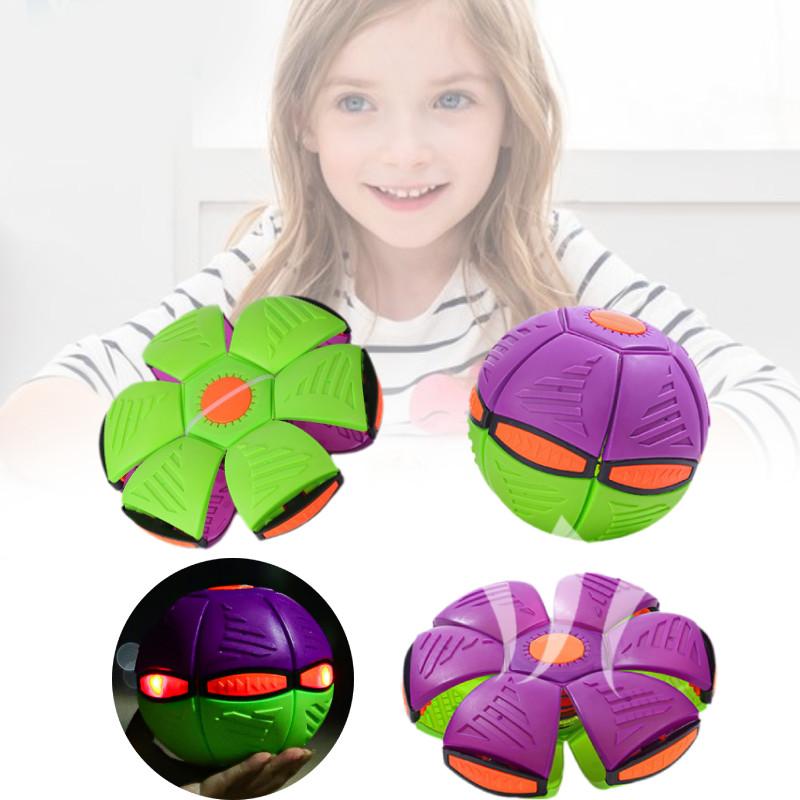 Ball Saucer Flying Deformation Bouncing Music Lights Kid Toy Pet Outdoor