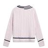 Li Ning Striped V-Neck Soft Comfortable Breathable Long Sleeve Knit Top Women Tops AMBV406-1