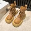 Модные женские ботильоны на платформе Осень-зима для женщин Ботинки в британском стиле Толстая подошва Увеличивает рост Повседневные ботинки Женская обувь