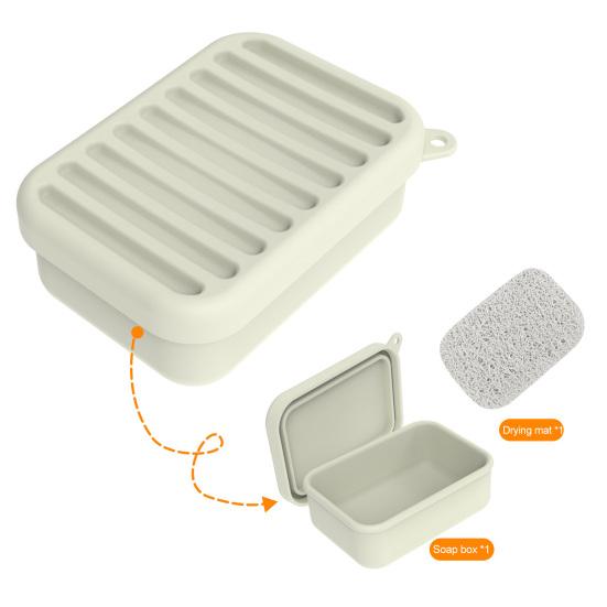 Leak-Proof Silicone Travel Soap Case with Drainage Lid Compact Design Portable Bar Soap Container Soap Holder