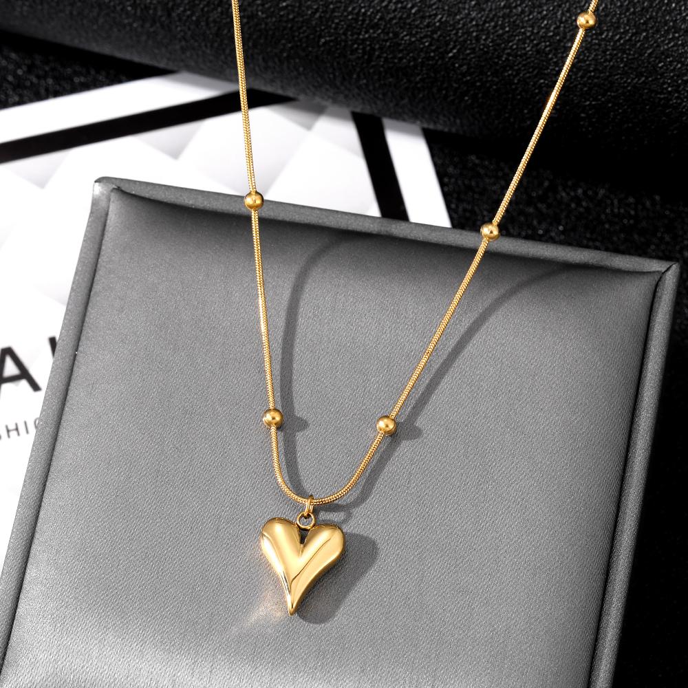 316L Stainless Steel Gold Color Heart Pendant Necklace For Women New Trend Girls Clavicle Chain Jewelry Festive Gifts