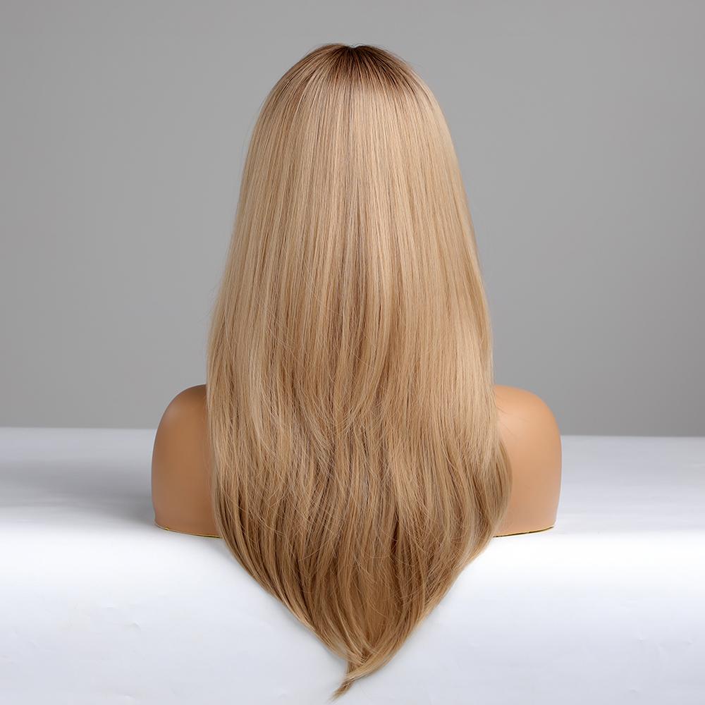 Long Straight Blonde Wig Bob Synthetic Wigs for Women Lolita Party Natural Wigs High Temperature Hair