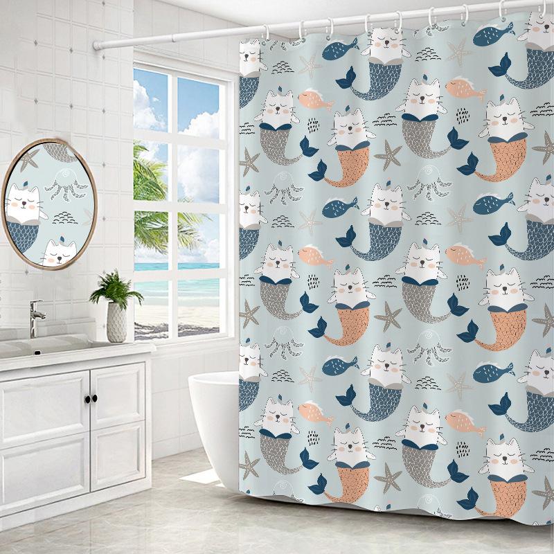 Узорчатая напечатанная водонепроницаемая противоплесневая занавеска для душа телескопическая штанга комплект занавеска для ванной комнаты занавеска для ванной комнаты