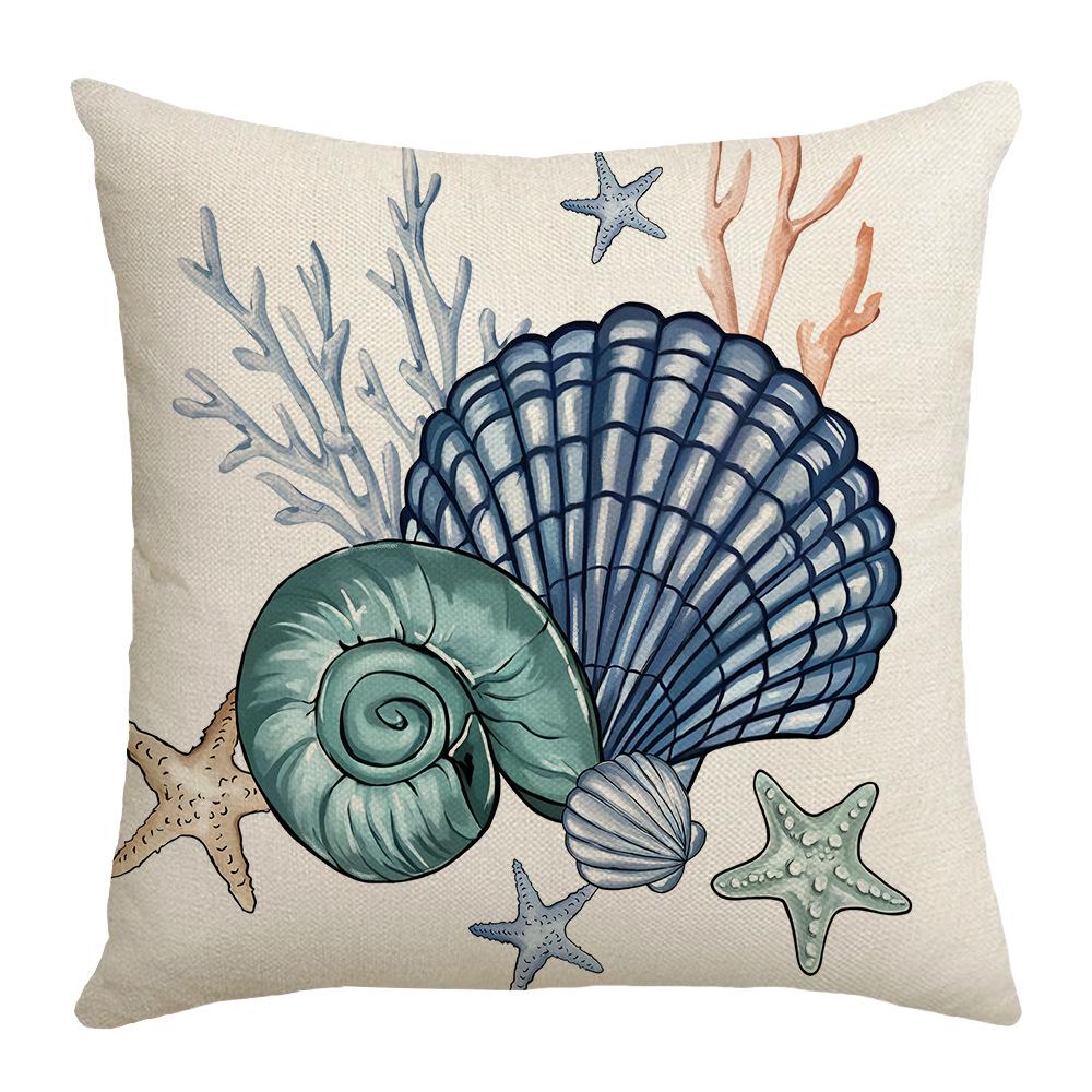 Весна Новый Принт Подушка Лен Чехол для Подушки Дивана Письмо Морская Жизнь Синий Чехол для Подушки