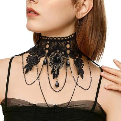 Ремешок на шею, ожерелье Court Gothic Spicy Girl, кружевное ожерелье, ошейник-цепочка на ключицу