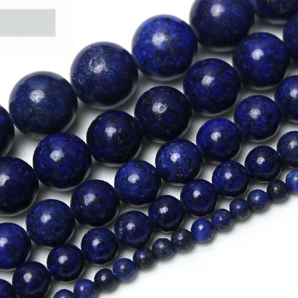 Lapis Lazuli Round 4/6/8/10/12mm Natural Stone Beads 15"Strand Smooth Loose Spacer Beads for Jewelry Making DIY Bracelets Accessories