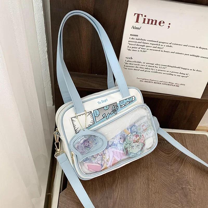 Y2K Japanese Harajuku Ita Bag for Women Cute Shoulder Bag Girls Transparent Itabag Crossbody Bag JK Shoulder Bags Handbags