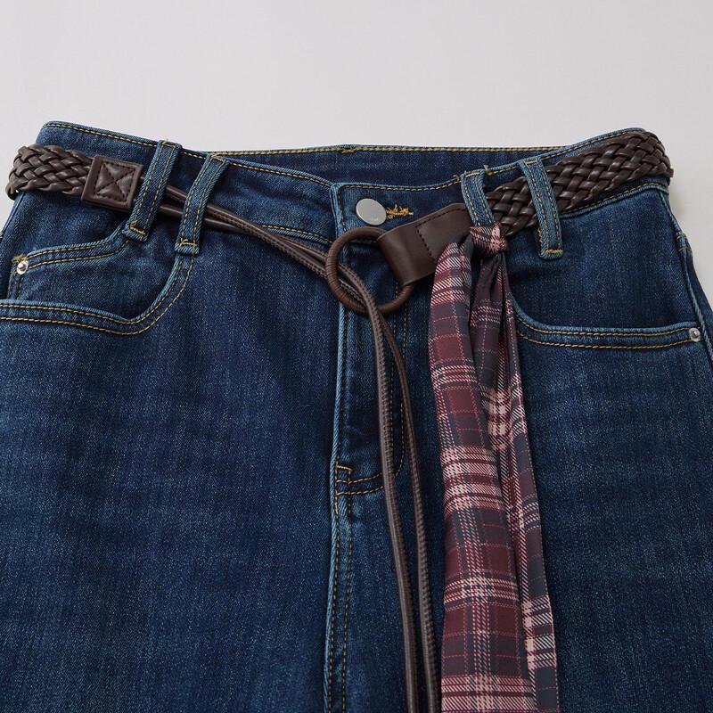 IEF Women's Plus Size Fleece-Lined Wide-Leg Denim Pants