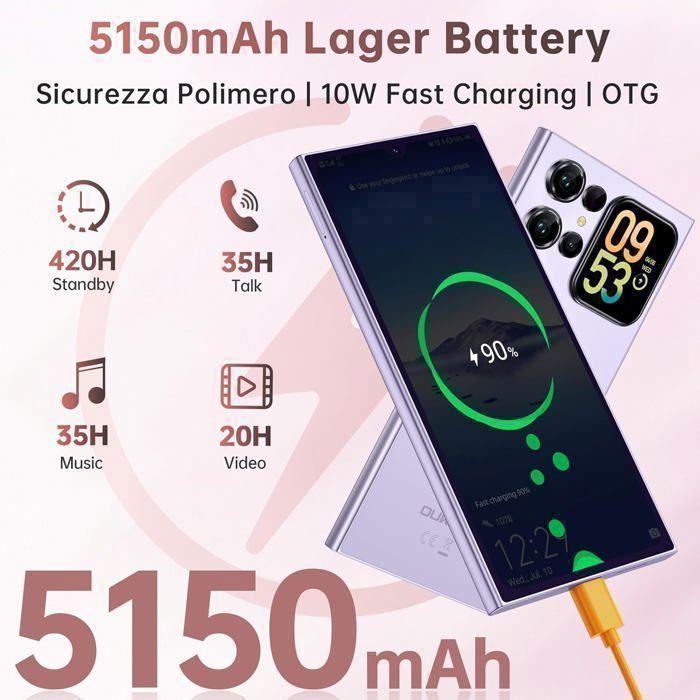 Telephone Portable OUKITEL C62 16GB+128GB 6,88" 5150mAh Smartphone Android 15 13MP Caméra Dual SIM 4G/NFC/Fingerprint/Face ID Or
