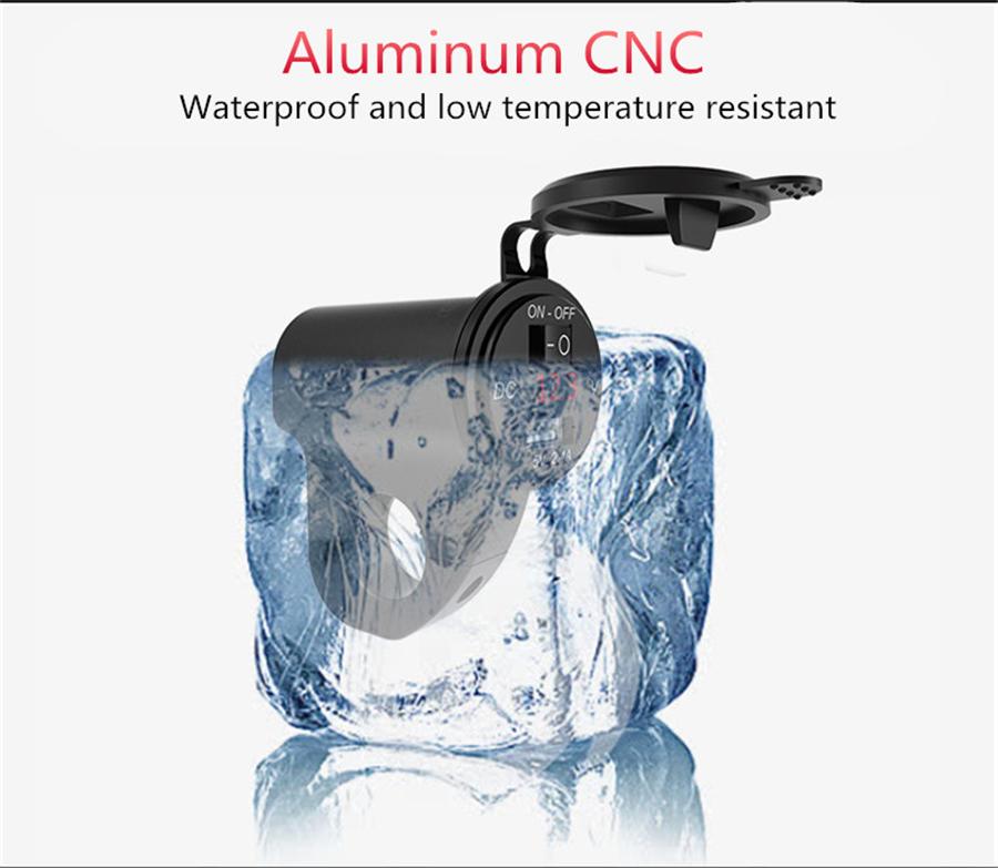 CNC Серебристый QC3.0 Мотоциклетное Двойное USB Супер Быстрое Зарядное Устройство с Цифровым Вольтметром AU