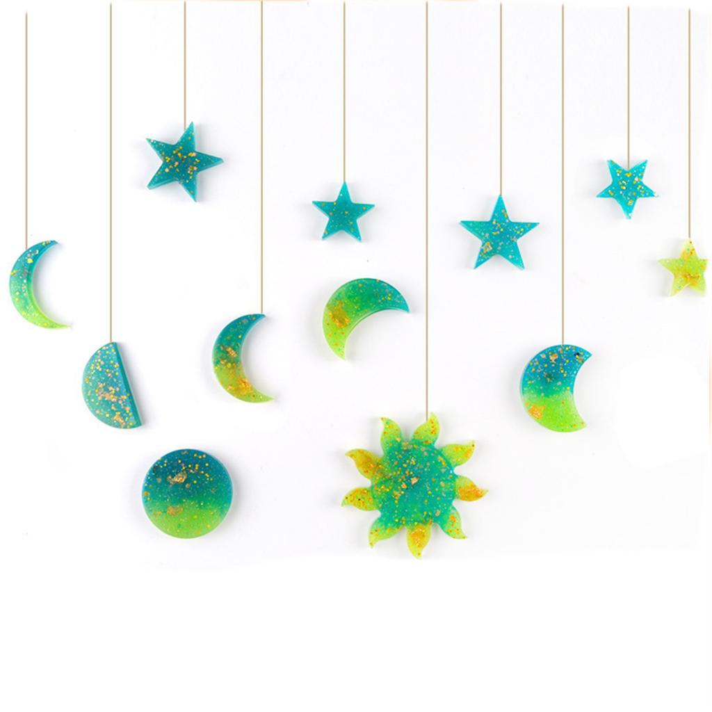 Солнце Звезды Луна DIY Брелок Подвеска Силиконовые Формы Набор Кристаллов Формы Для Эпоксидной Смолы Подвески Изготовление Ювелирных Изделий Кристалл Капля Клей Плесень Смола Планета Подвеска