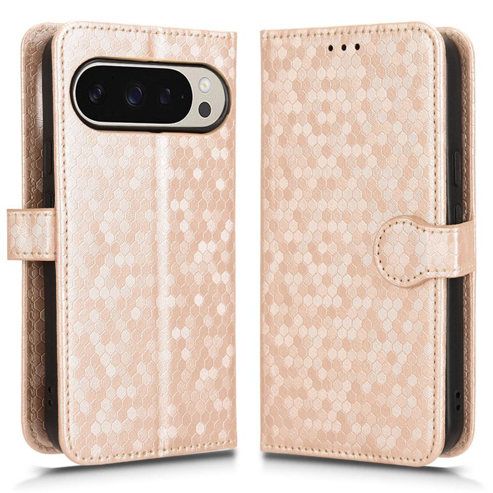 For Google Pixel 10 Pro/Pixel 10 Wallet Case Dot Pattern Imprint PU Leather Phone Cover with Wrist Strap