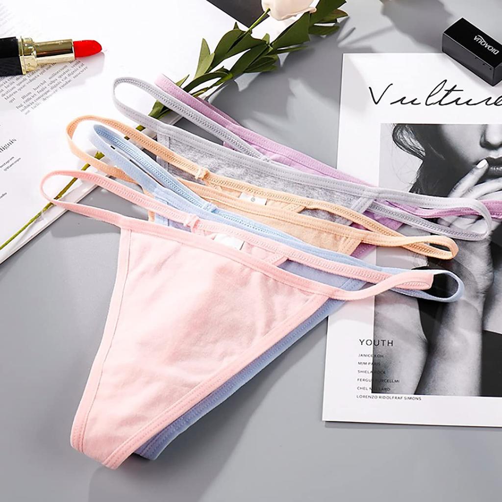 CHROME CRANE Solid Sexy Cotton LW106 Women's T-Back, Color, Panties, Underwear, (02.Rose)