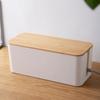 Creative Simple Wire Box Bamboo Wood Cover Cable Management Box Plug Board Storage Box Power Cord Charger Storage