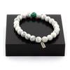 Stones and Minerals. Howlite + Malachite Beaded Bracelet 8 Mm. Made In France.