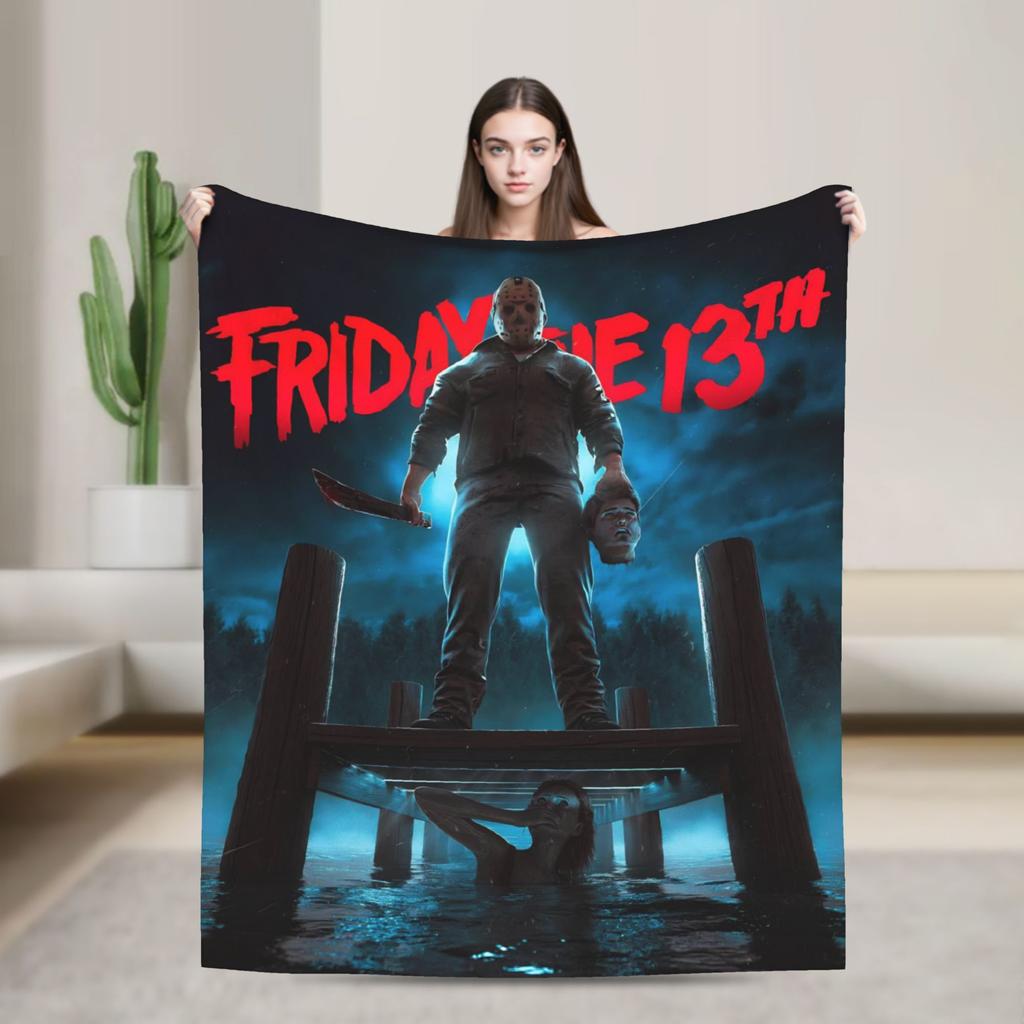 Пятница 13-е Джейсон Вурхиз Плед Пикник Фланель Постельное белье Пледы Для улицы Теплый На заказ Своими руками Качество Покрывало Подарок