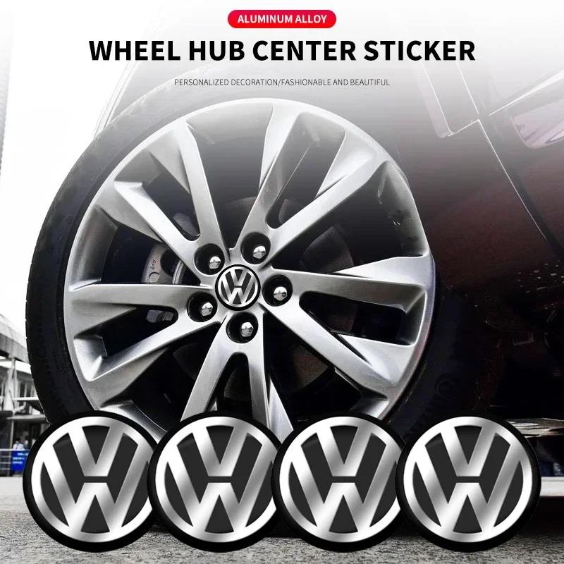 Car For Volkswagen VW 4Pcs 56mm New Car Wheel Stickers Center Hub Cap Car Emblem Badge Decal For Volkswagen GTI R-Line R Polo T5