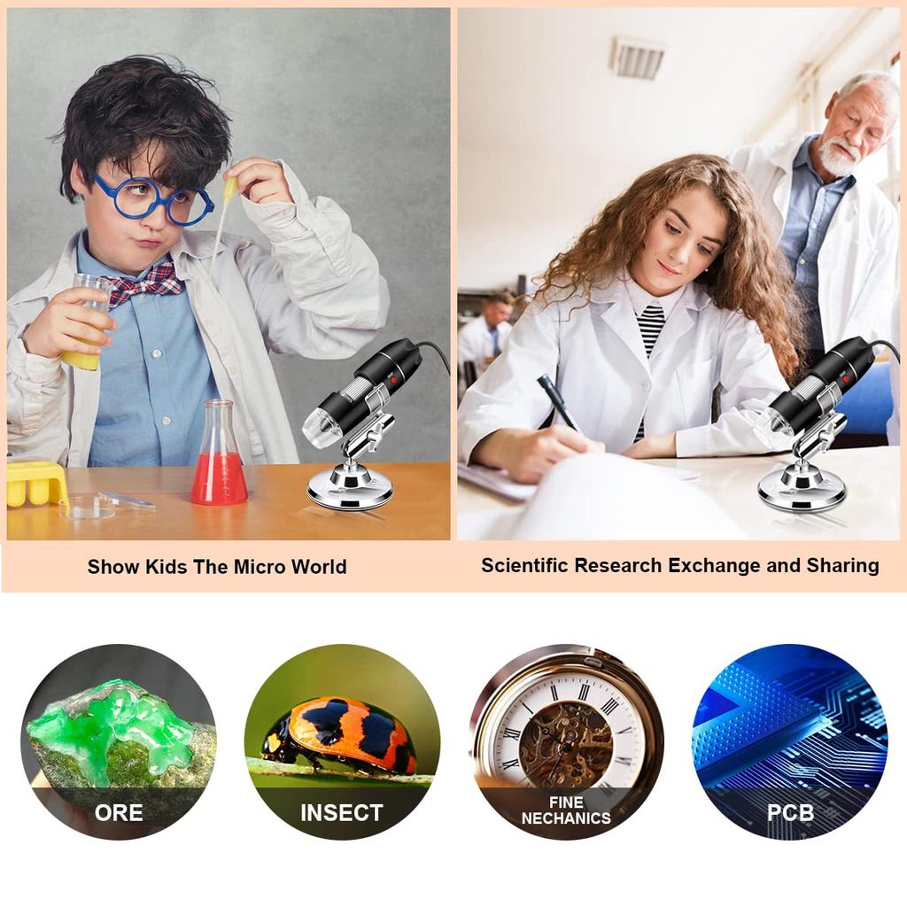 USB-камера для микроскопа Cainda Цифровой микроскоп с металлической подставкой, чехол для переноски, совместимый с Android, Windows, Linux, Mac, портативная камера для микроскопа