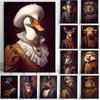 Noble Animal Portraits Canvas Prints Posters Vintage Funny Animals Mural Canvas Wall Art Pictures for Living Room Decoration