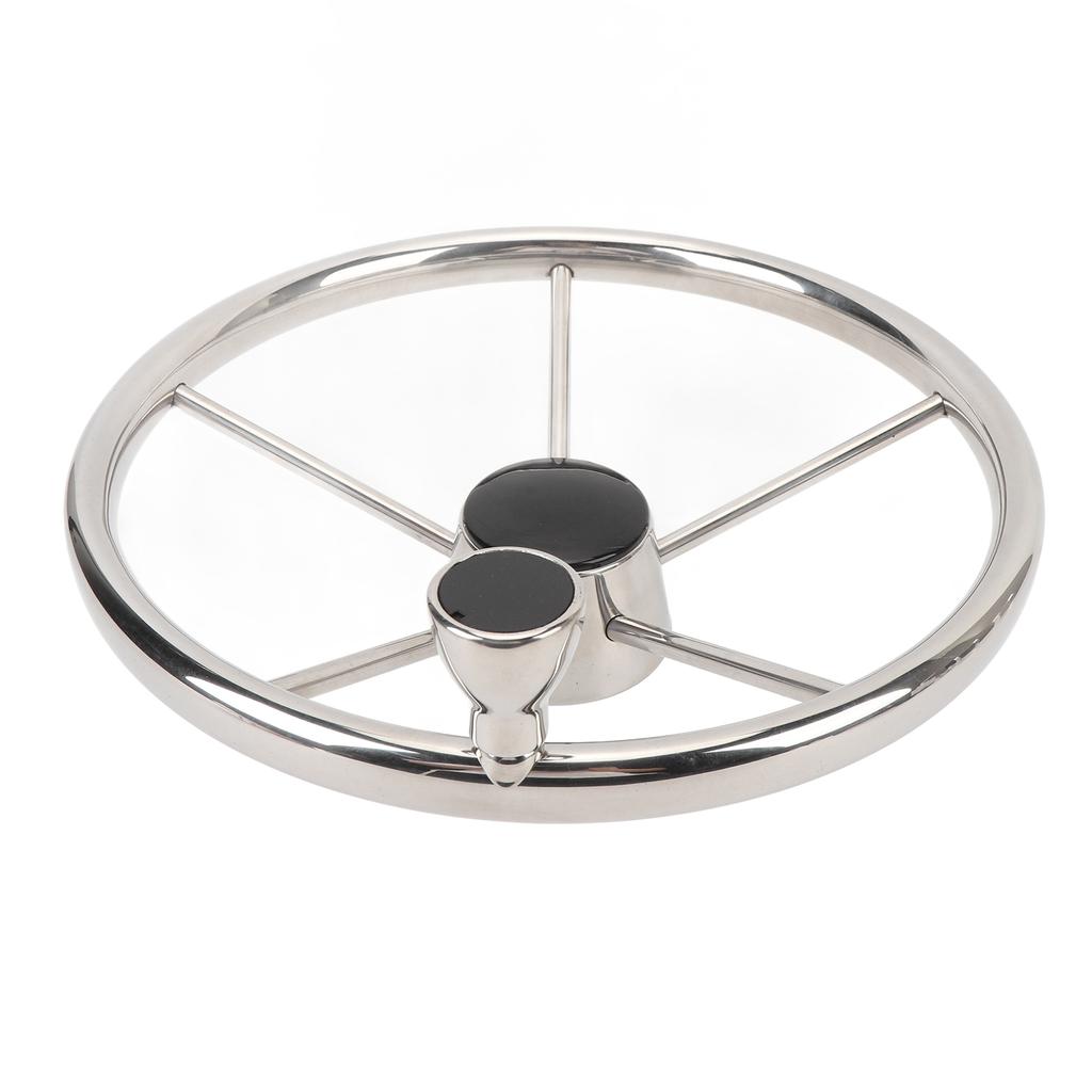 13 1 2 Inch Boat Steering Wheel 5 Spoke 25 Degree Stainless Steel Marine Steering Wheel with Center Cap and Grip for