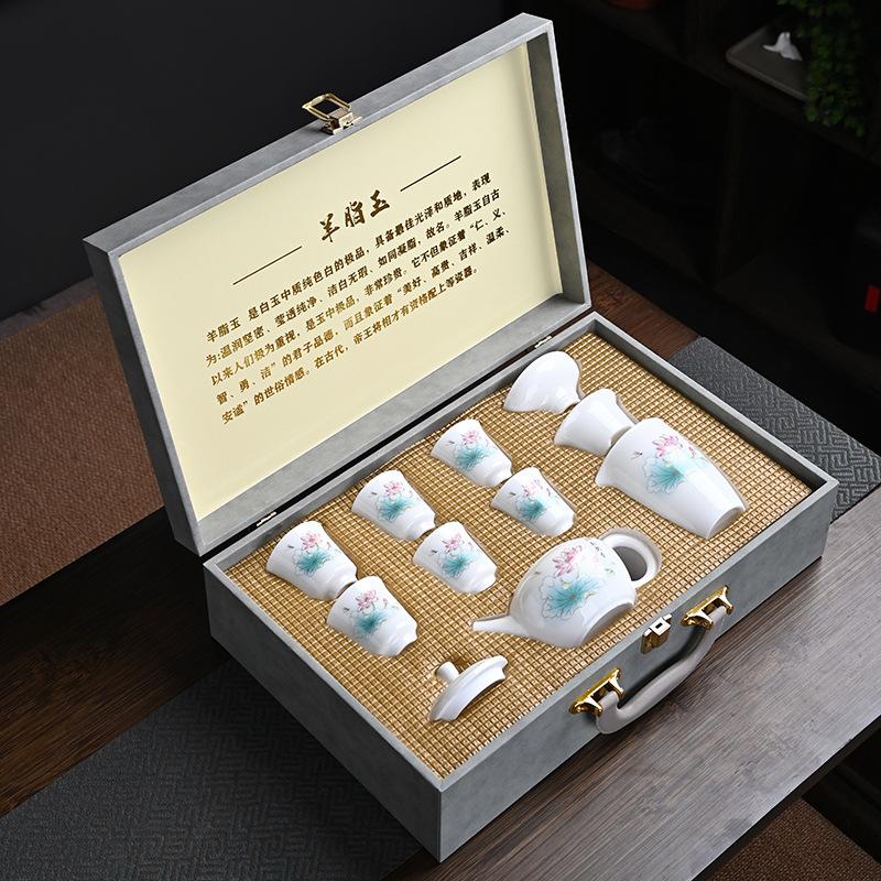 Чайный сервиз из белого фарфора «Сует», чайник, набор для кунг-фу, полный набор домашних чашек для заваривания чая