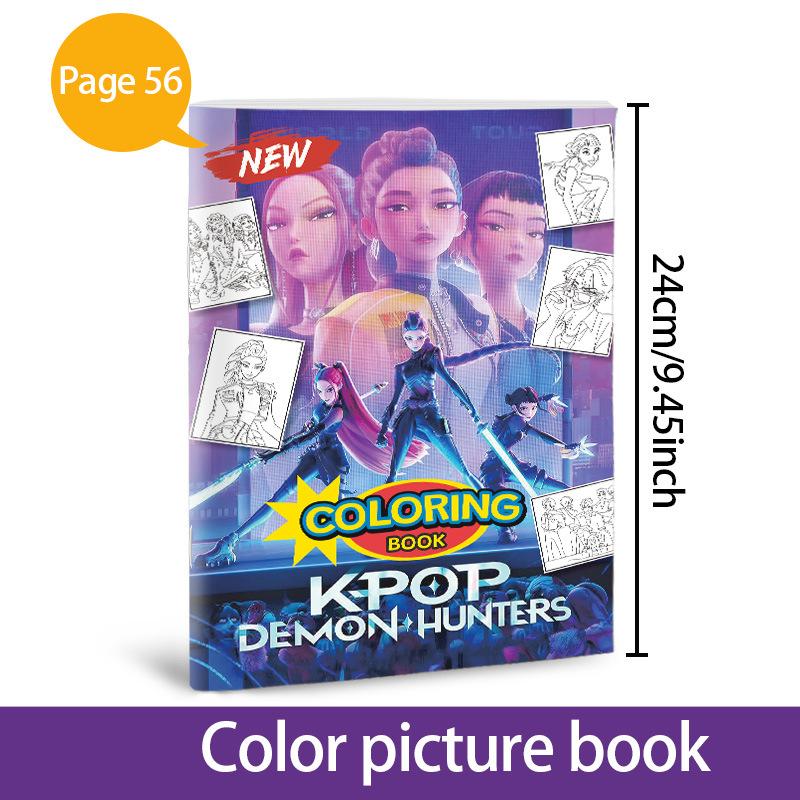Kpop Demon Hunters Anime Coloring Book, Cute Line Art Drawing Book for Kids, Ideal Gift for Fans