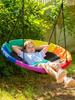 Круглый детский гамак-качели диаметром 100 см, изготовленный из оксфордской ткани, предназначенный для использования на открытом воздухе и в помещении, устойчивый к опрокидыванию.