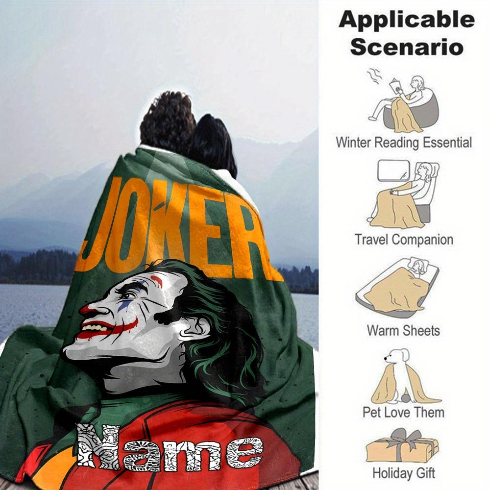 Joker Movie Character Four Seasons Blanket Customized With Your Name Lightweight And Warm Perfect Gift For Home Office Camping Sofa Travel Beach