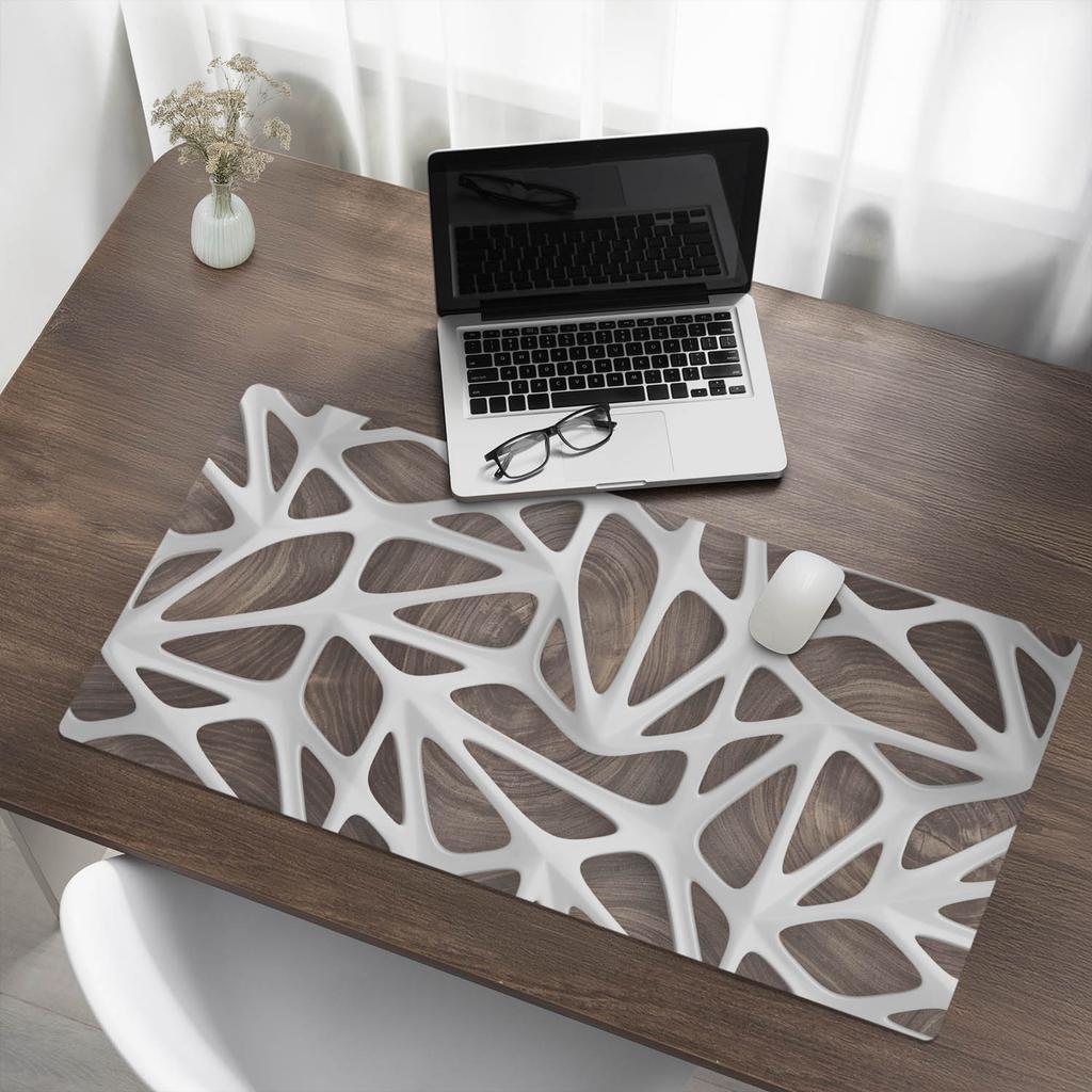 Vinyl Desk Mat with a Stylish Print, Openwork Structure, 100x50 cm